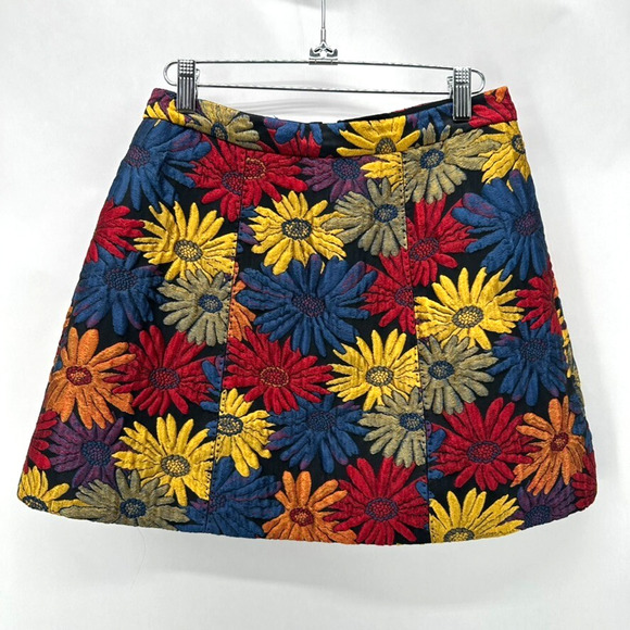 Alice + Olivia Loran Floral Jacquard Mini Skirt Sz 4 ASO Taylor Swift Boho Glam - Picture 2 of 12